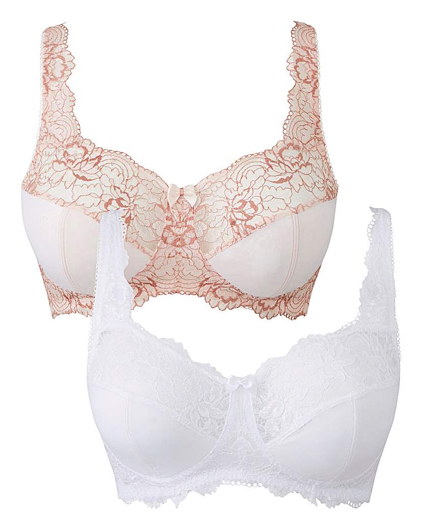 Image of 2Pack Ella Lace NonWired Blush/White Bra