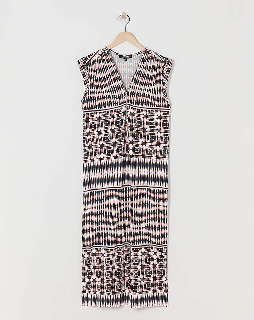 Soft Touch Midi Dress With Zip Front