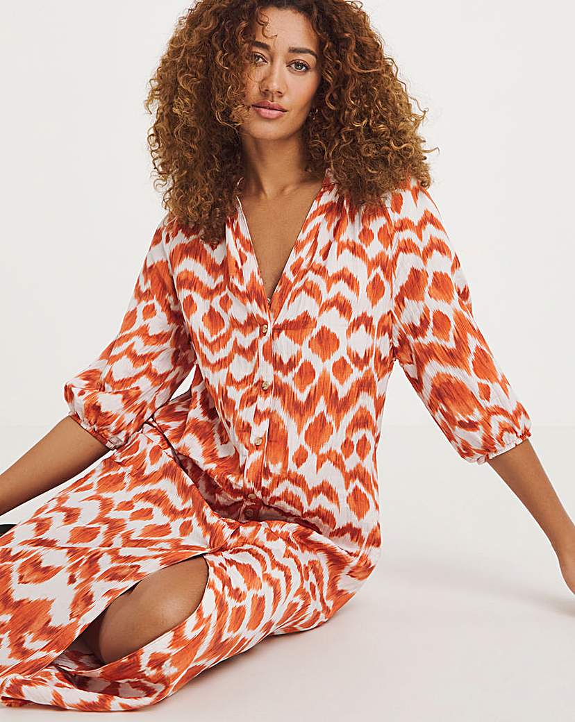 Printed Textured Kaftan Dress