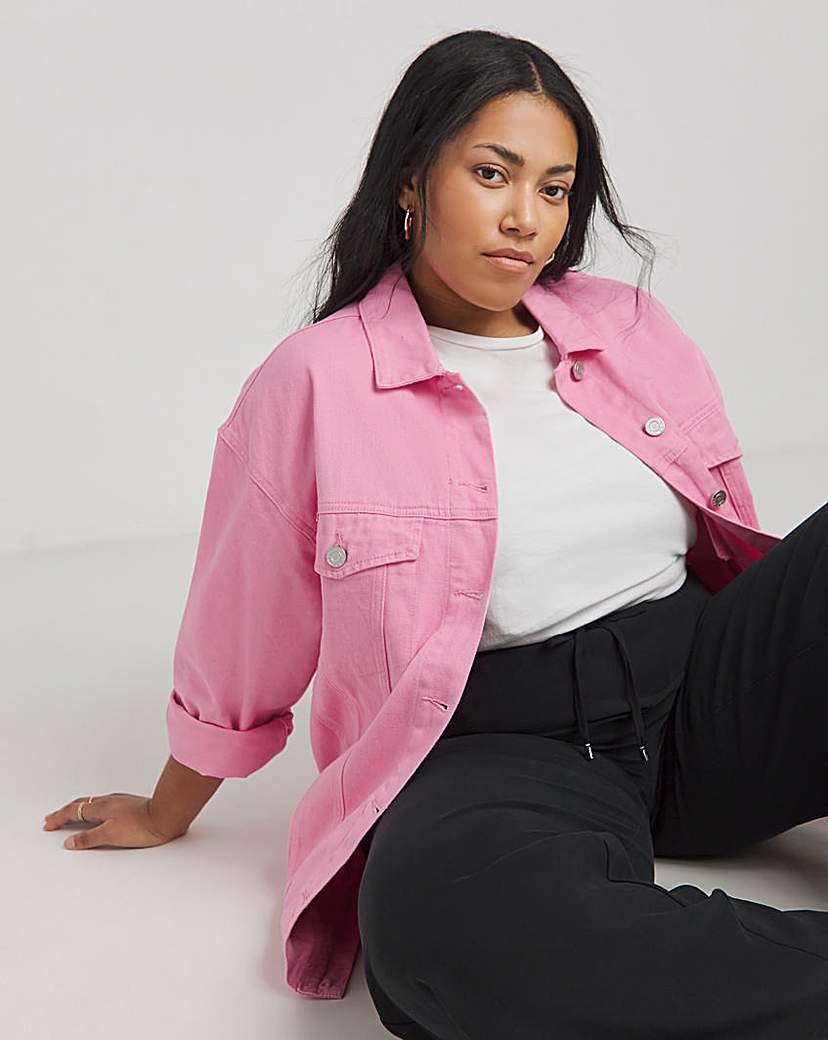 Candy Pink Boyfriend Denim Jacket - Candy pink - Size 14 - Women's - 100% Cotton.