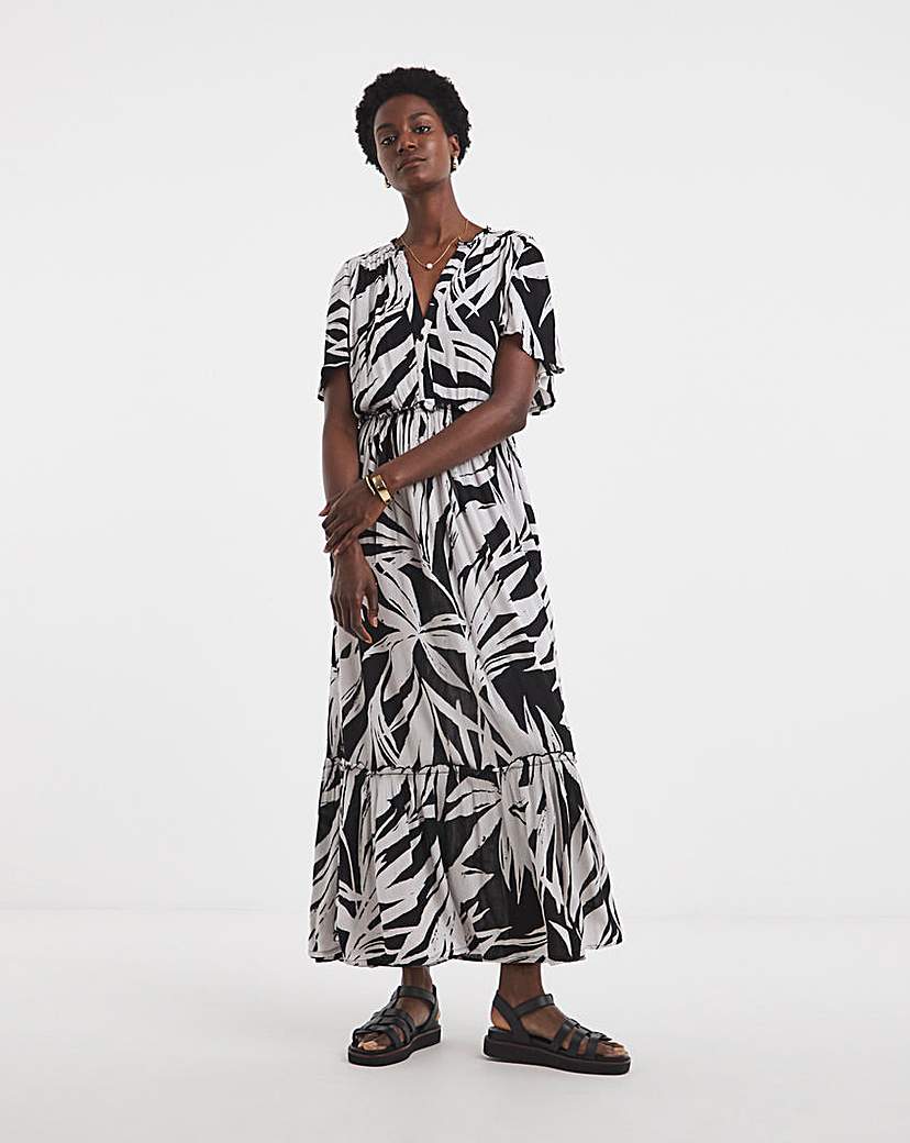 Crinkle Angel Sleeve Maxi Dress