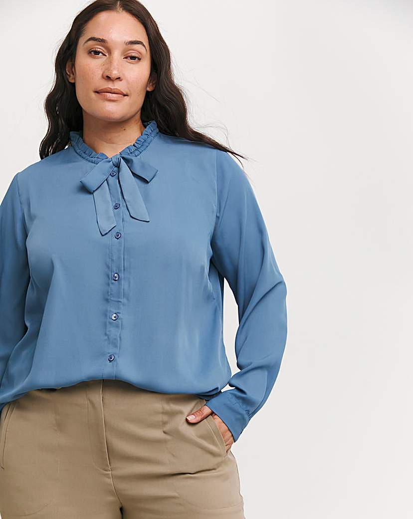 Frill Collar Tie Neck Top