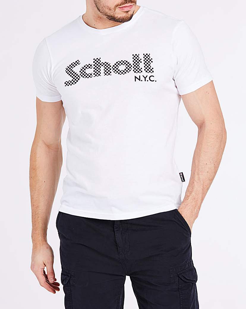 Image of Schott Checkerboard Logo T-Shirt