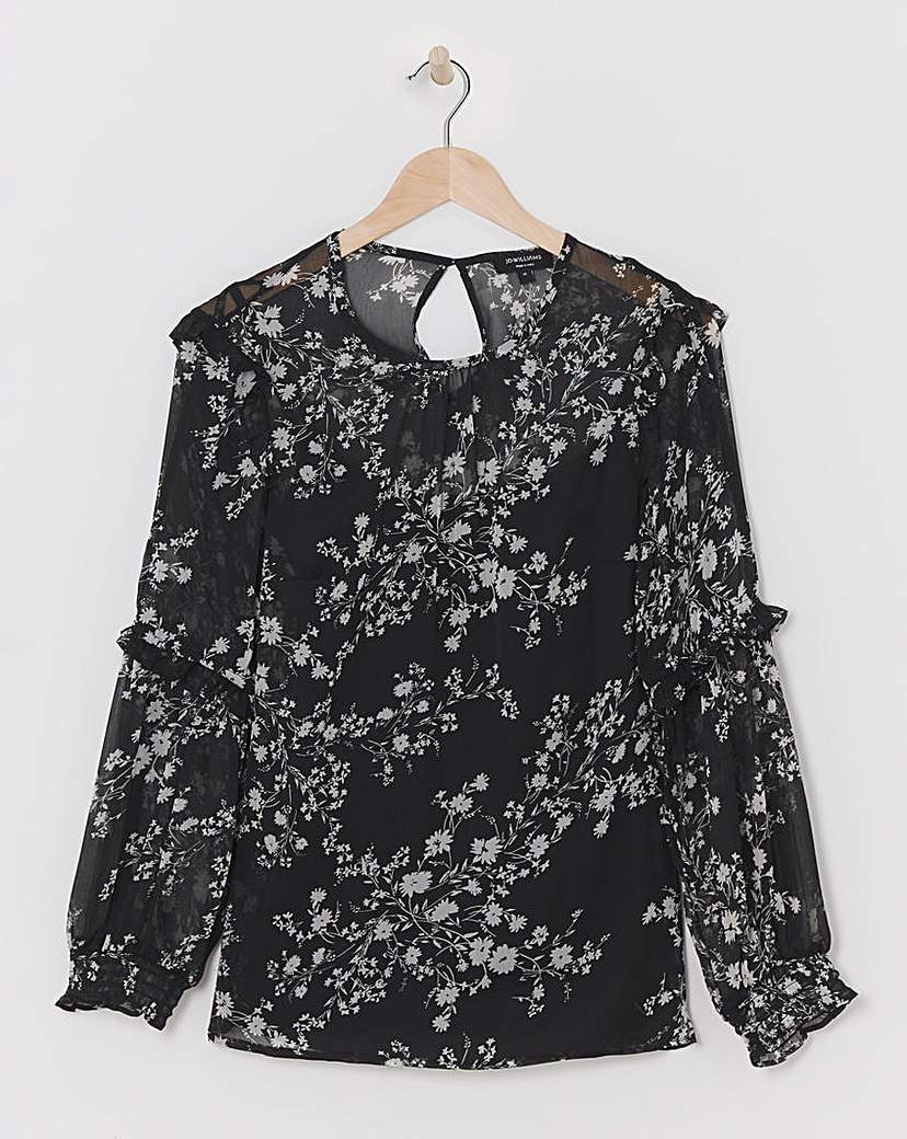 Volume Sleeve Cold Shoulder Top