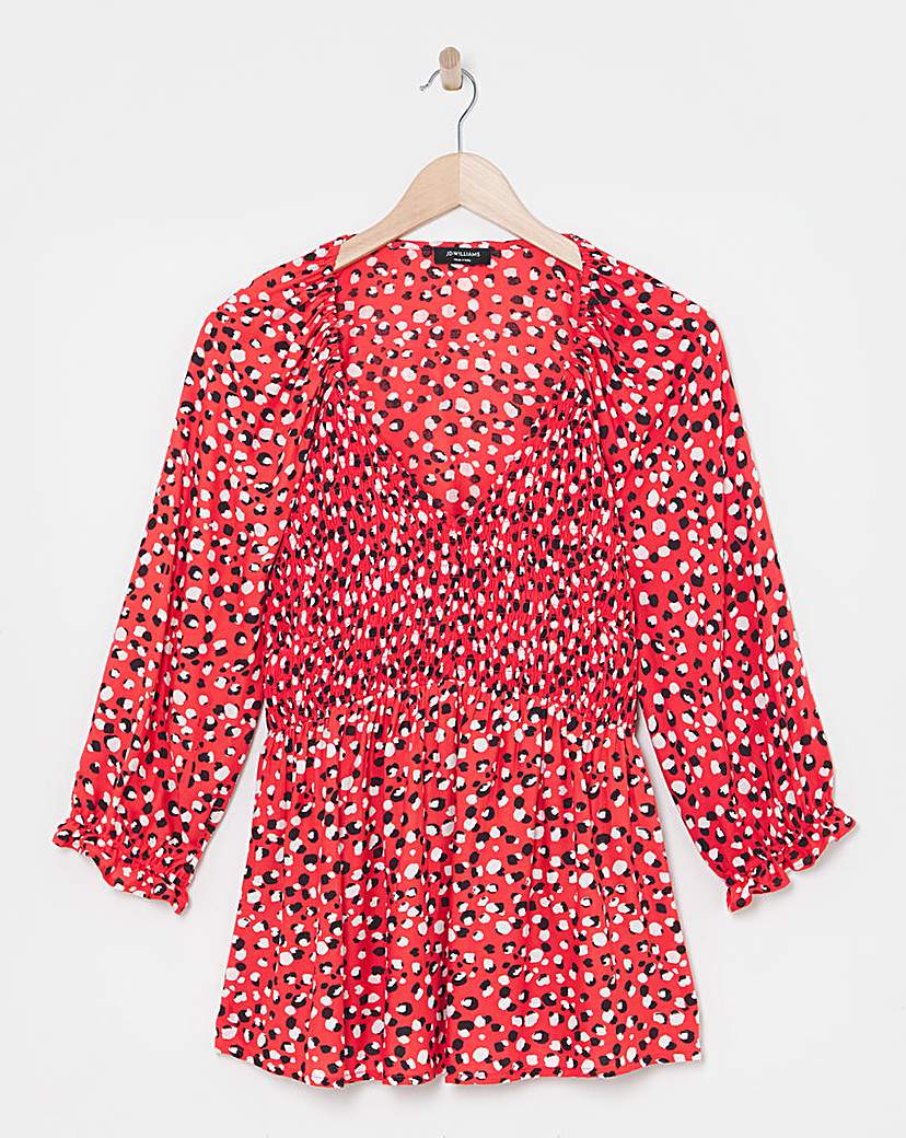 Shirred Bodice V Neck Top
