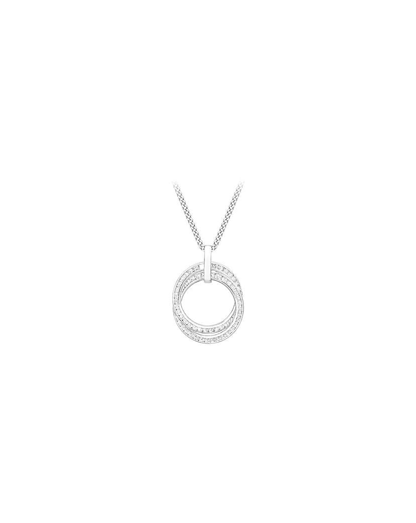 9ct Gold CZ Linked-Rings Pendant & Chain