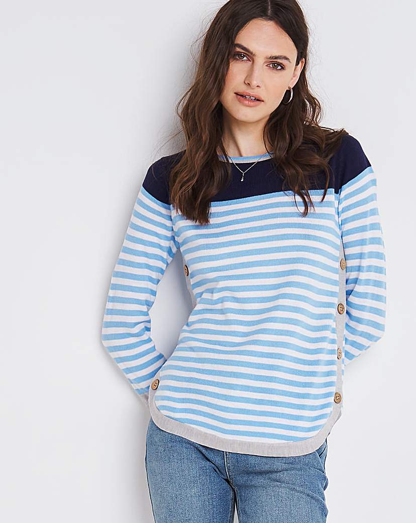Julipa Stripe Sleeve Jumper with Buttons