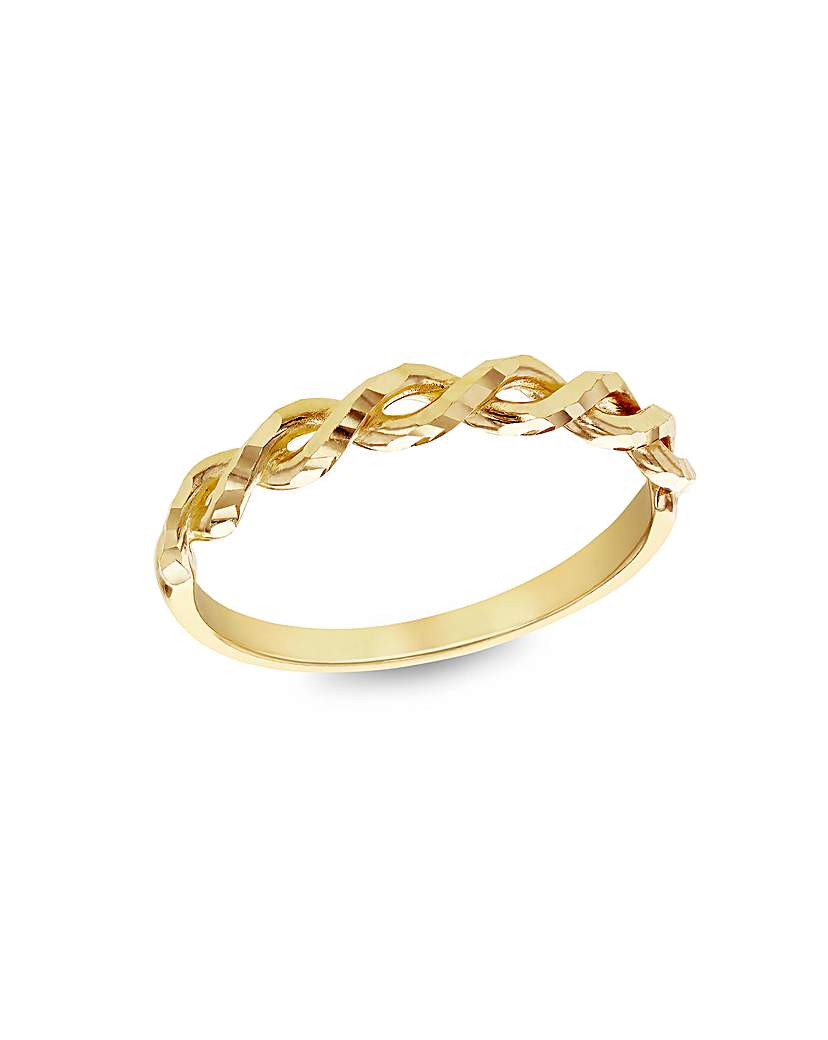 9ct Gold Diamond Cut Half Twist Ring