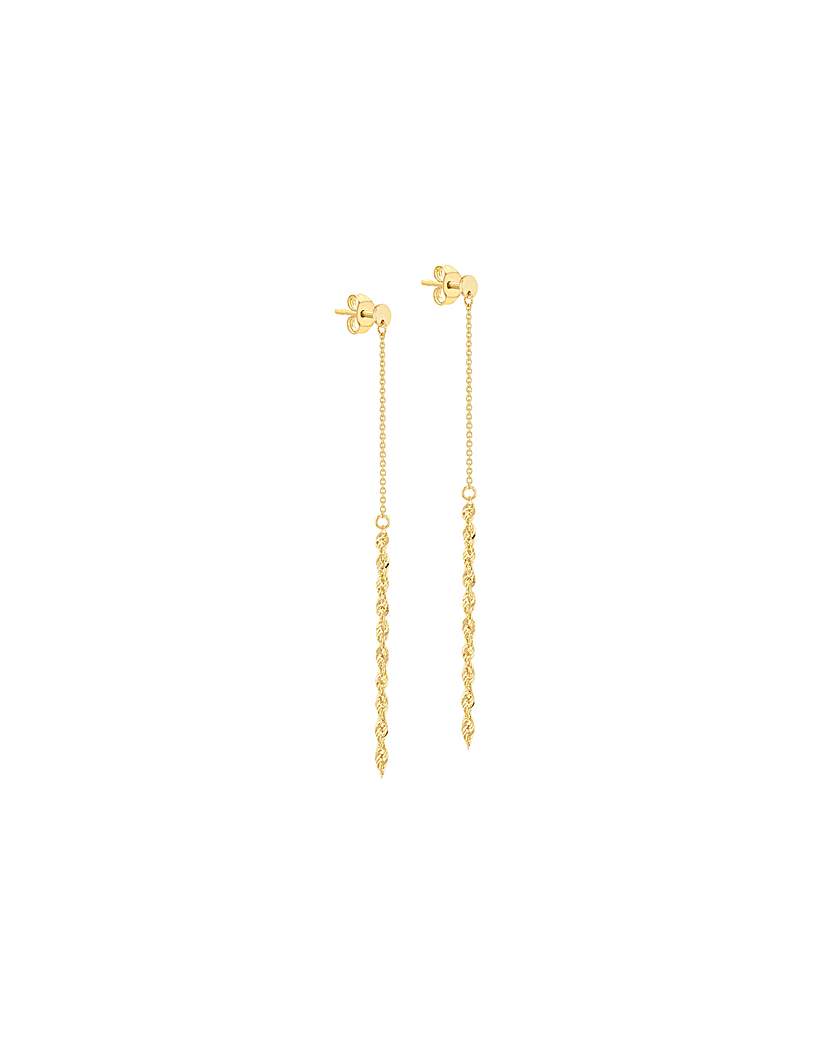 9ct Gold Rope &Trace Chain Drop Earrings