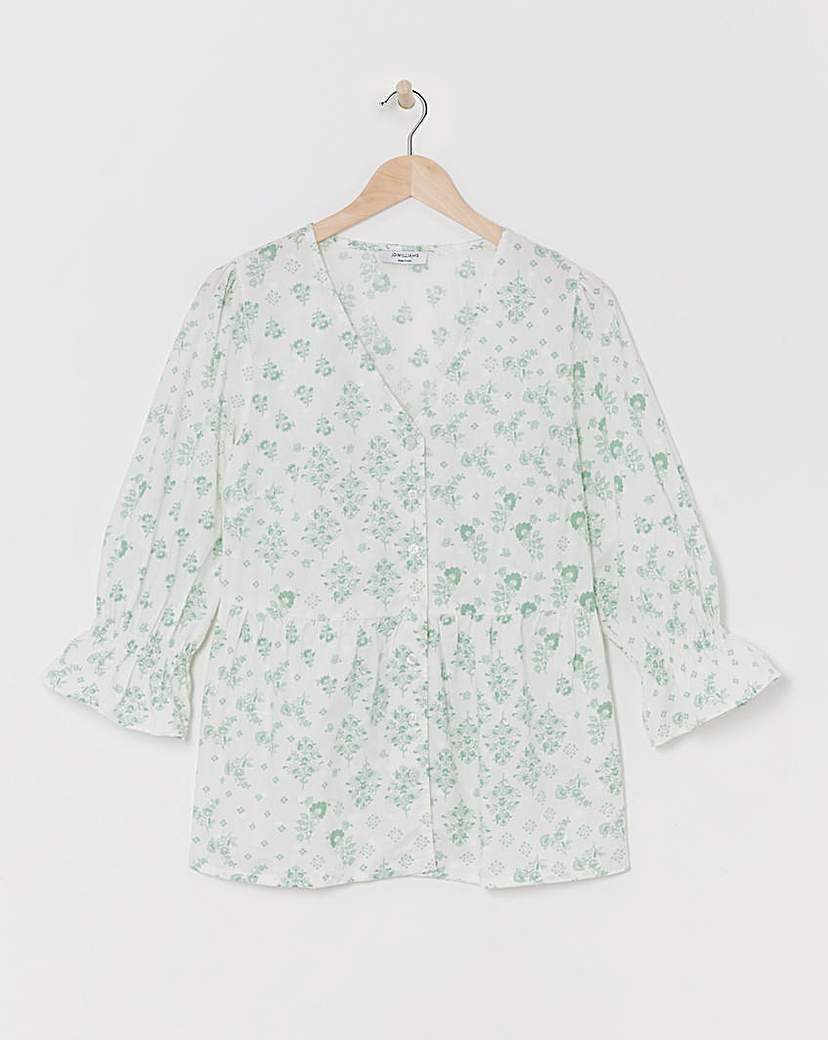 Cotton Dobby Puff Sleeve Top
