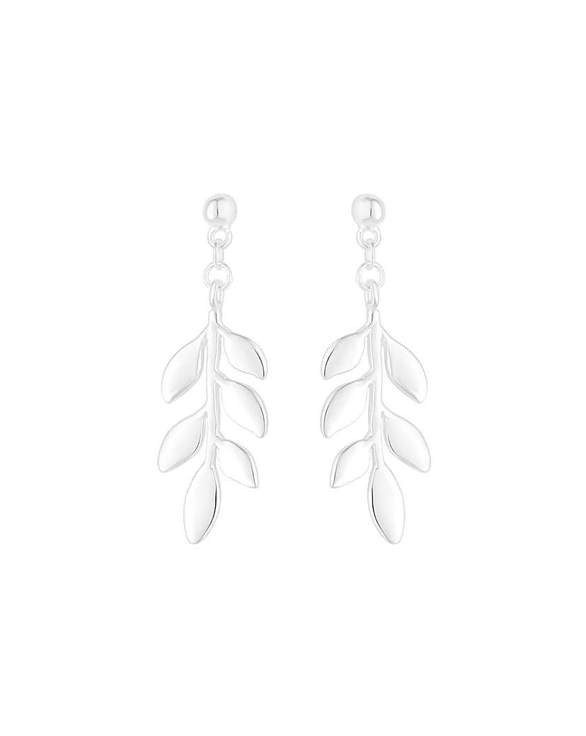 Simply Silver Recyc Leaf Drop Earrings - Silver