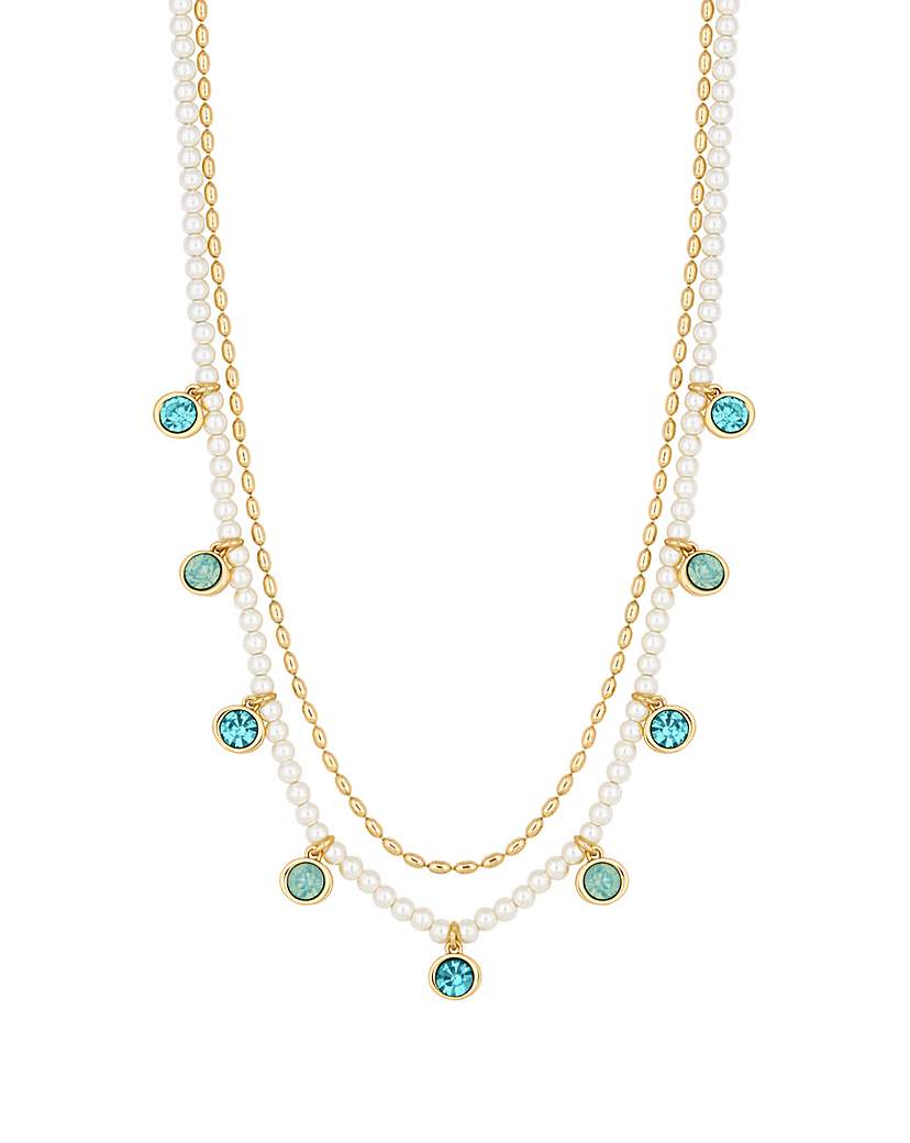 Mood Pearl Coastal Blue Charm Necklace