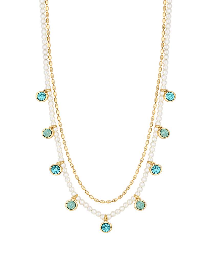 Mood Pearl Coastal Blue Charm Necklace