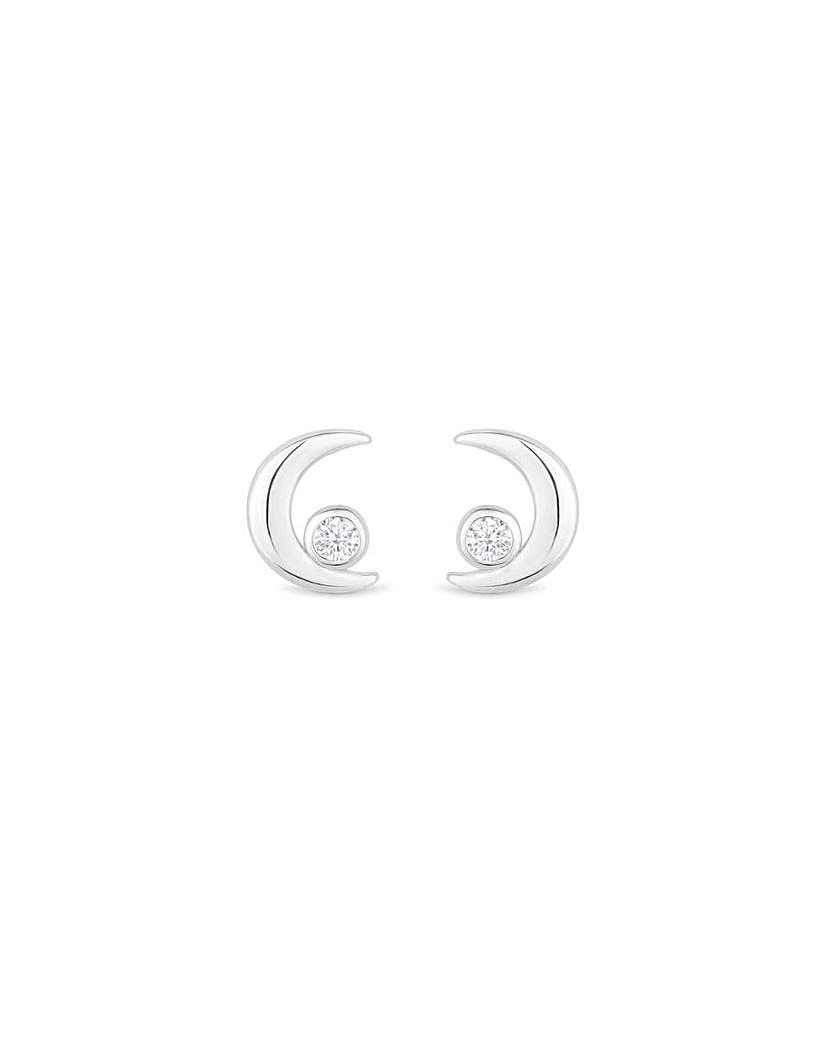 Simply Silver Recyc Moon Stud Earrings