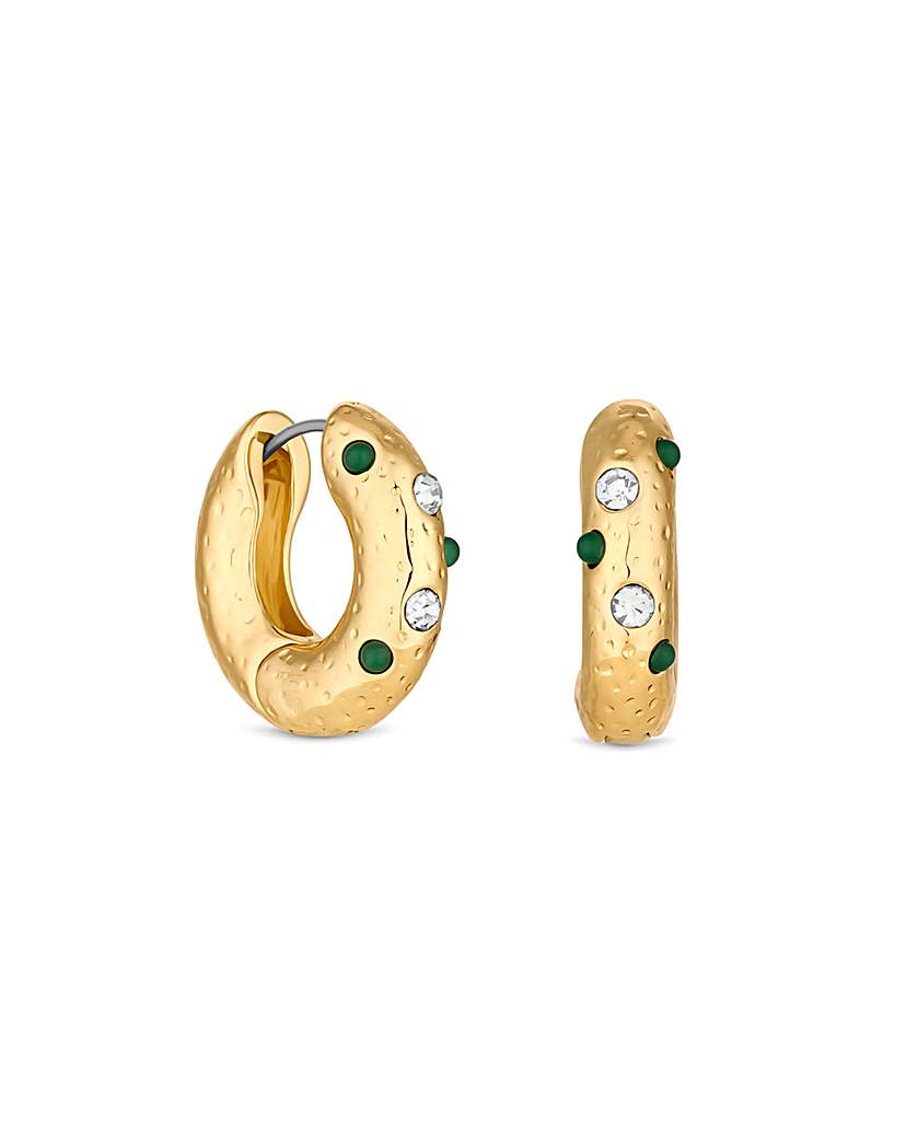 Mood Green And Crystal Burnished Hoops