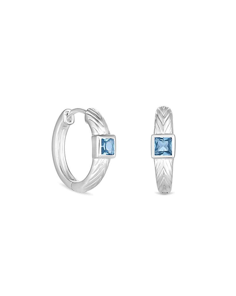 Simply Silver Blue Textured Earrings