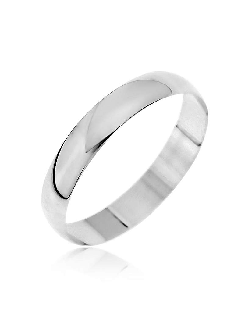 9ct White Gold D Shape Wedding Band