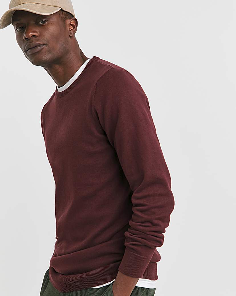 New In - Burgundy Cotton Crew Neck Jumper