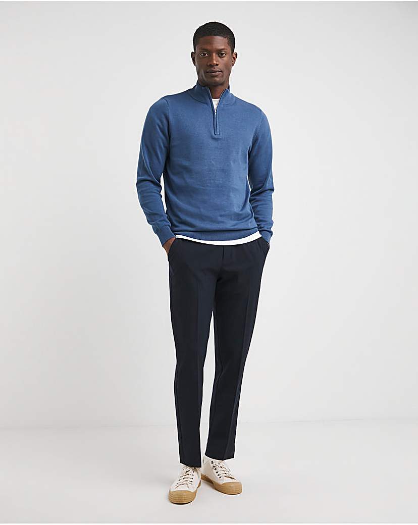 Cotton 1/4 Zip Funnel Knit Top