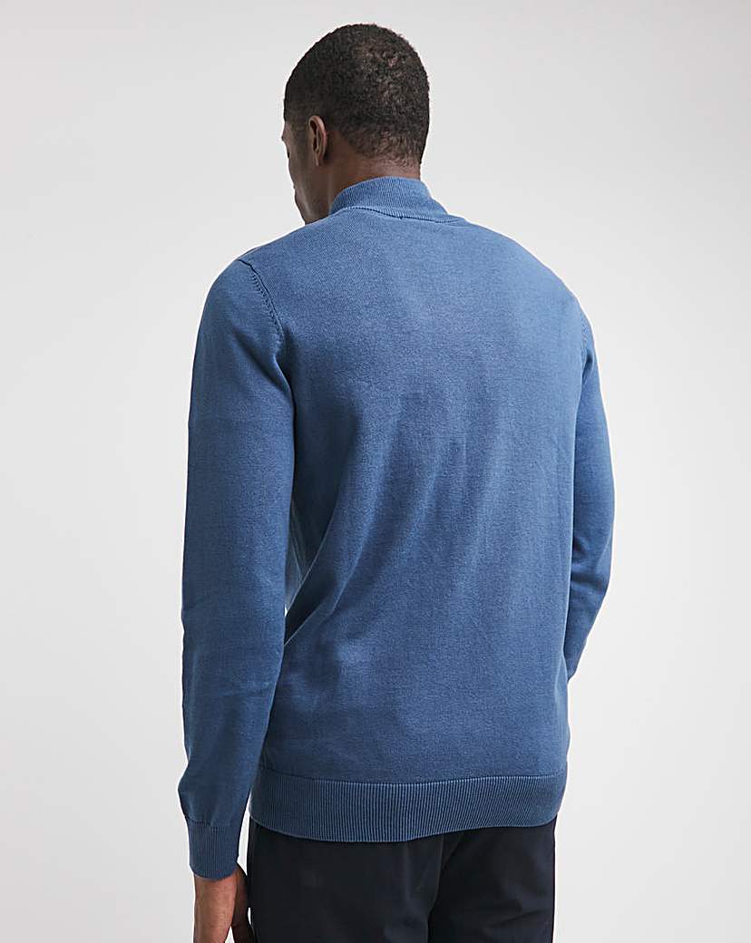 Cotton 1/4 Zip Funnel Knit Top
