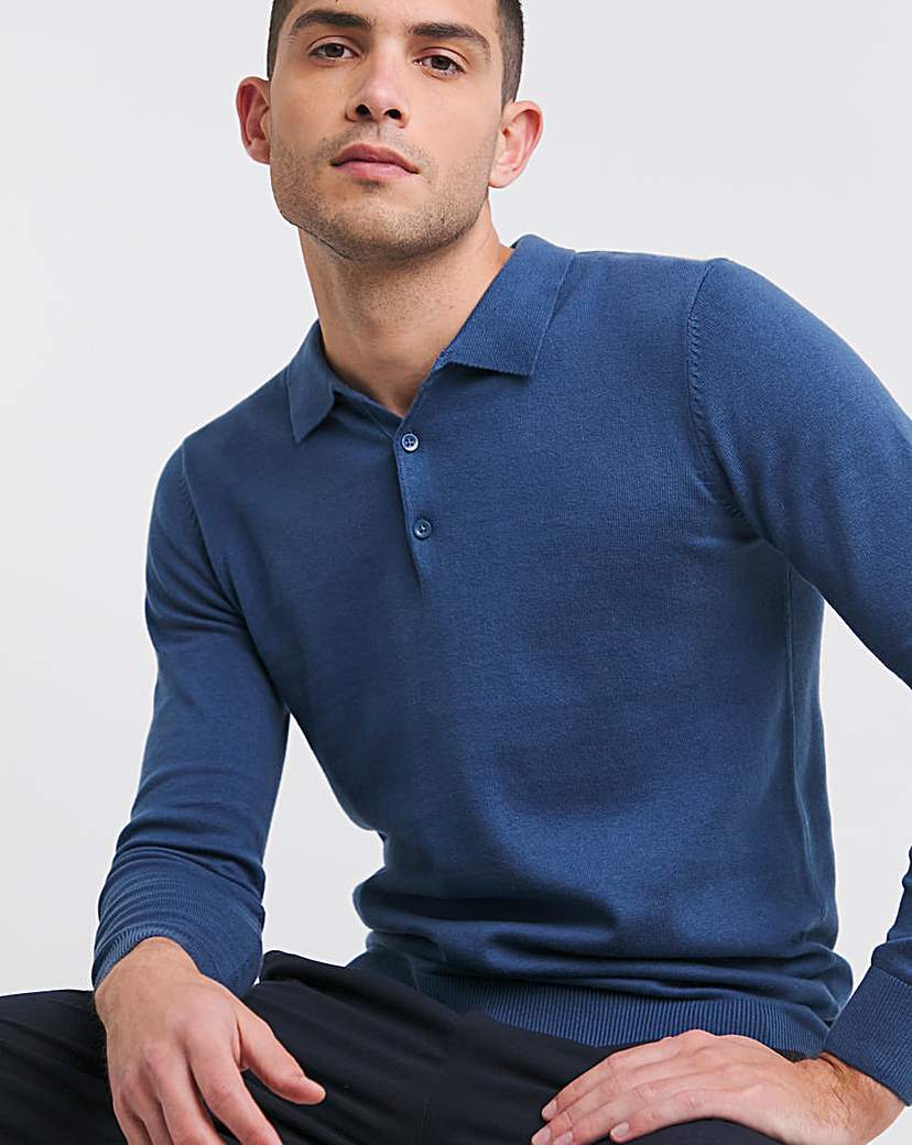 Cotton Long Sleeve Knitted Polo