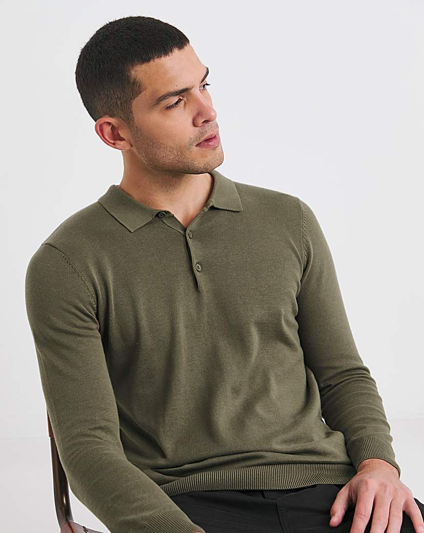 Cotton Long Sleeve Knitted Polo