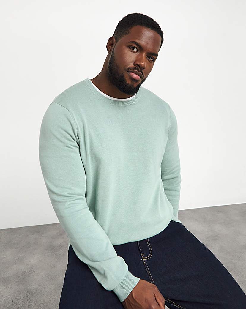 Sage Knitted Crew Neck Jumper