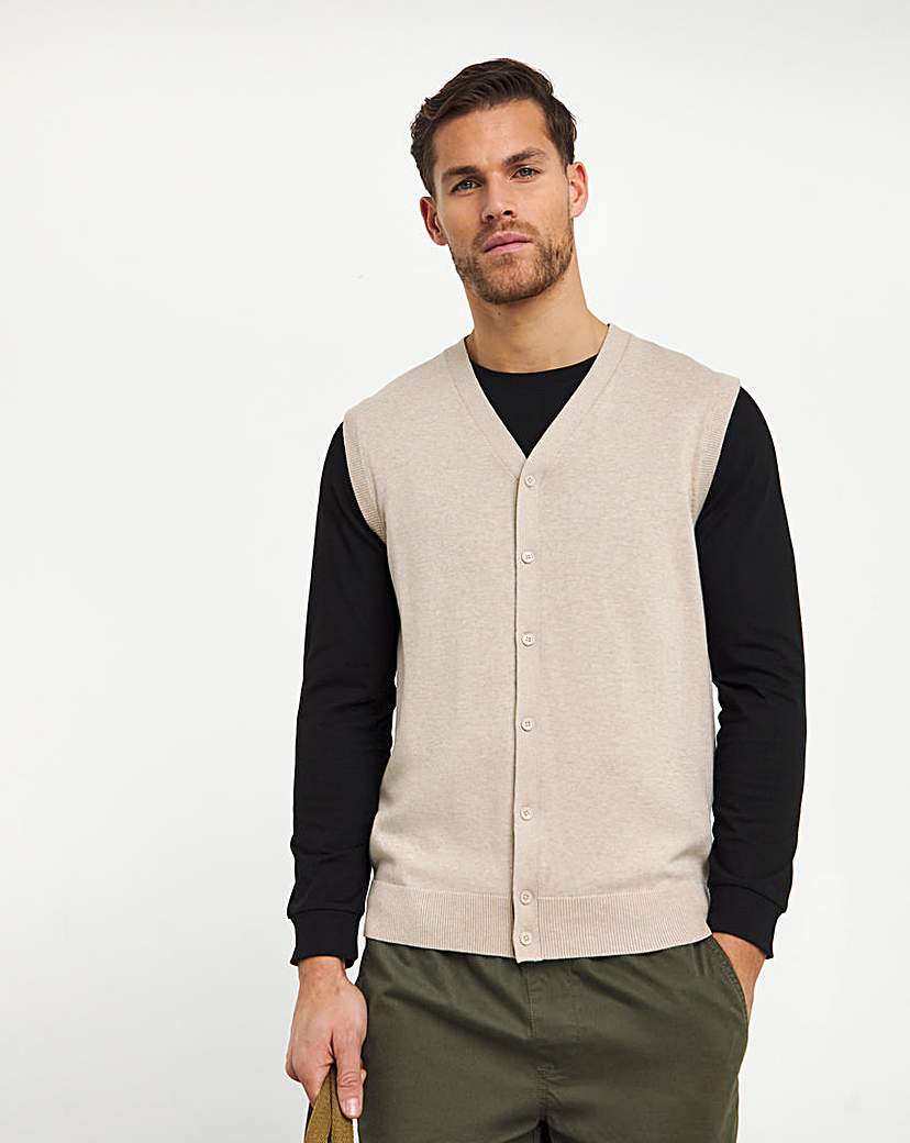 Stone Knitted Button Up Sweater Vest