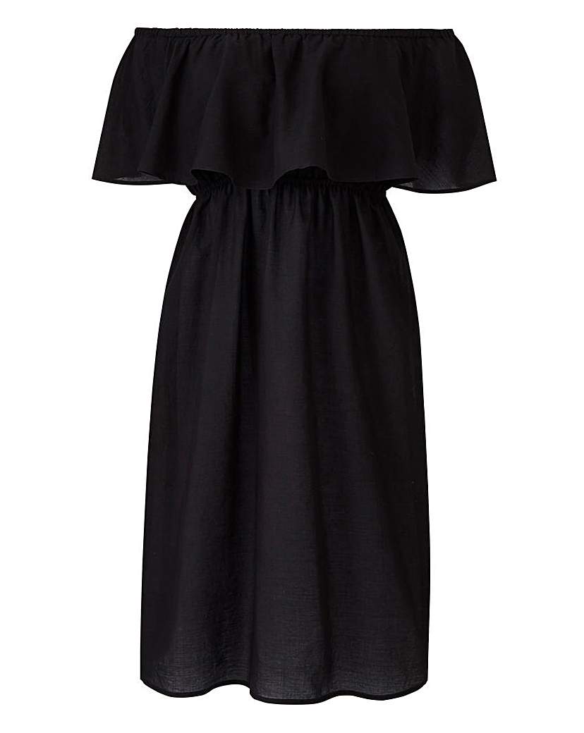 Value Black Cotton Bardot Beach Dress