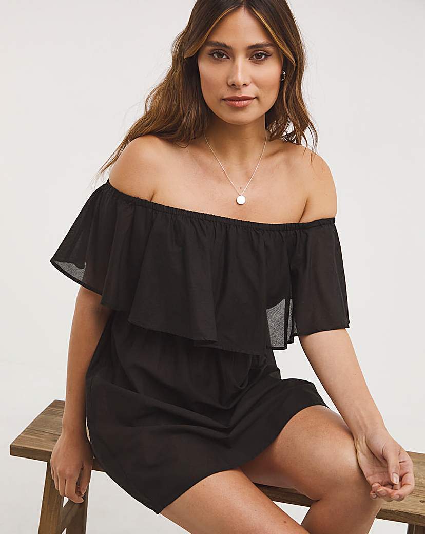 Value Black Cotton Bardot Beach Dress