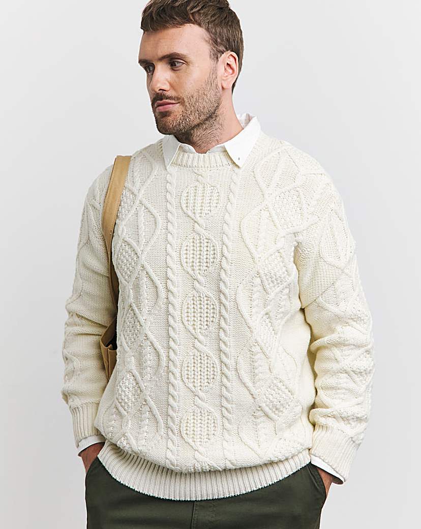 Wool Blend Chunky Cable Knit Jumper