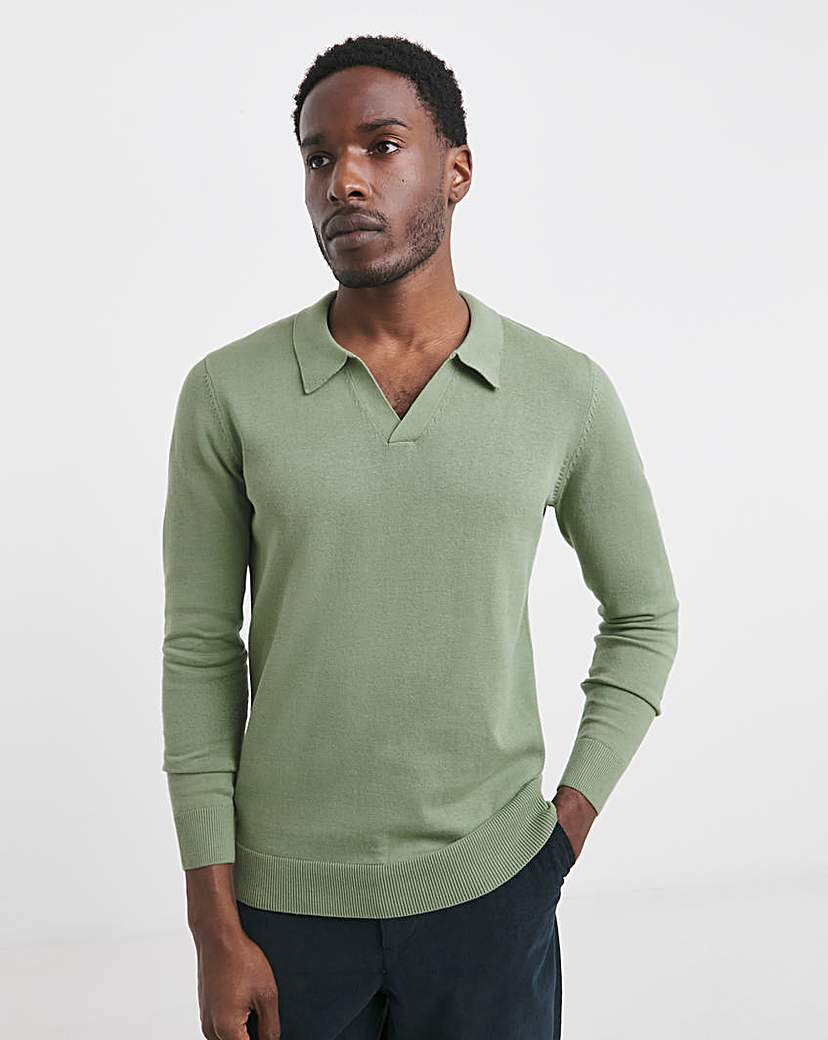 New In - Green Knitted Trophy Neck Polo