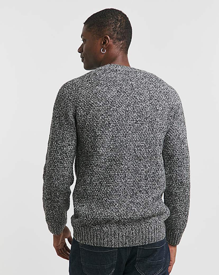Grey Twist Wool Blend Crew Neck Jumper