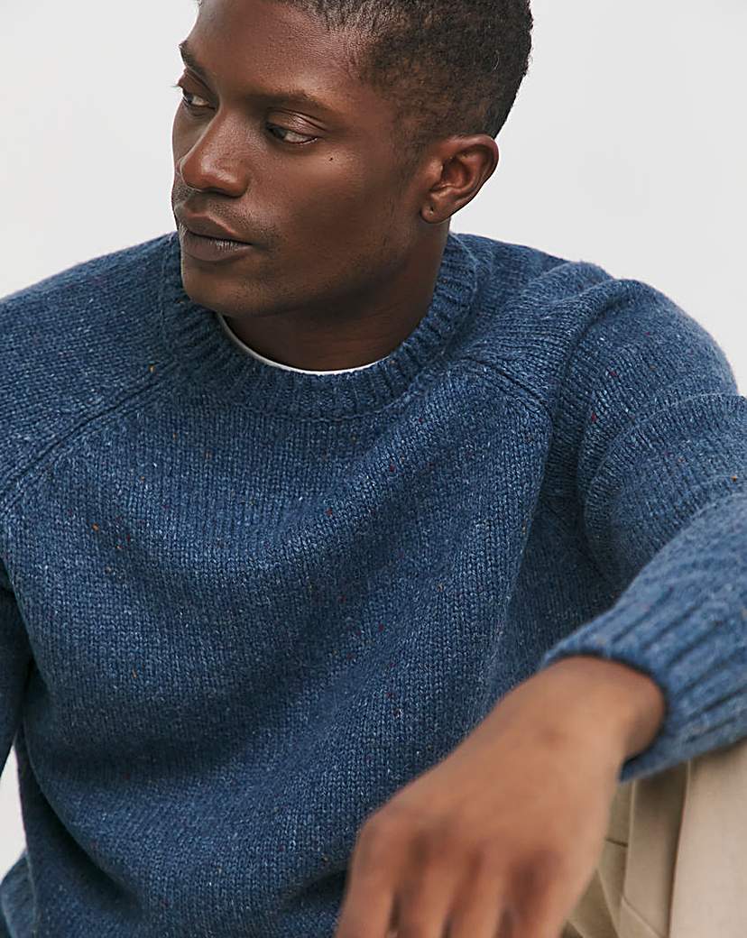 Chunky Nep Wool Blend Crew Neck