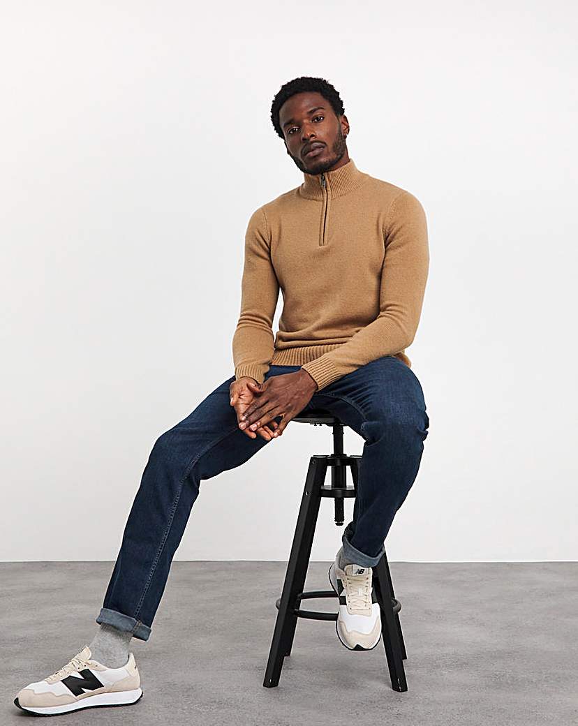 Tan Lambswool Funnel Neck