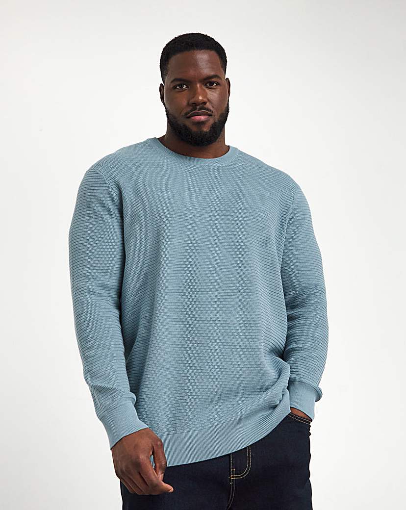 Textured Knitted Crew Neck Jumper