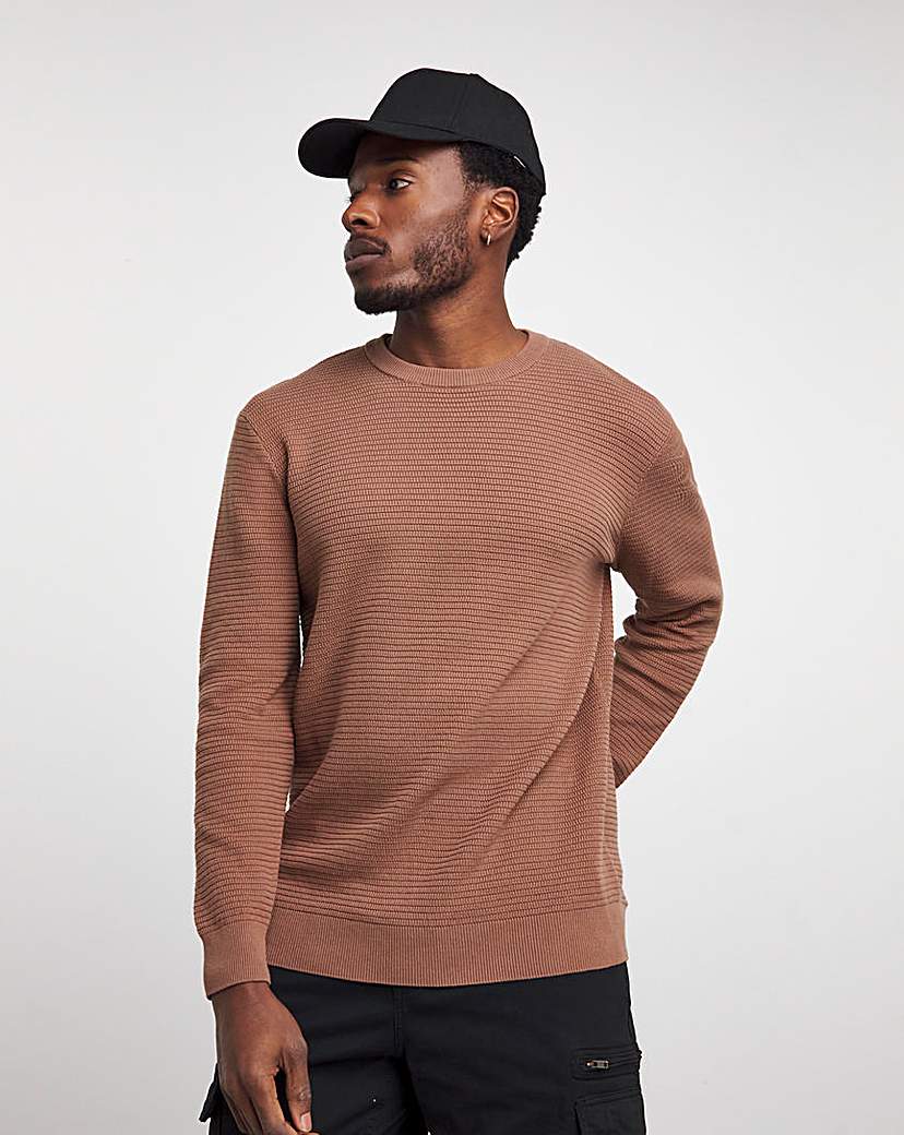 Textured Knitted Crew Neck Jumper