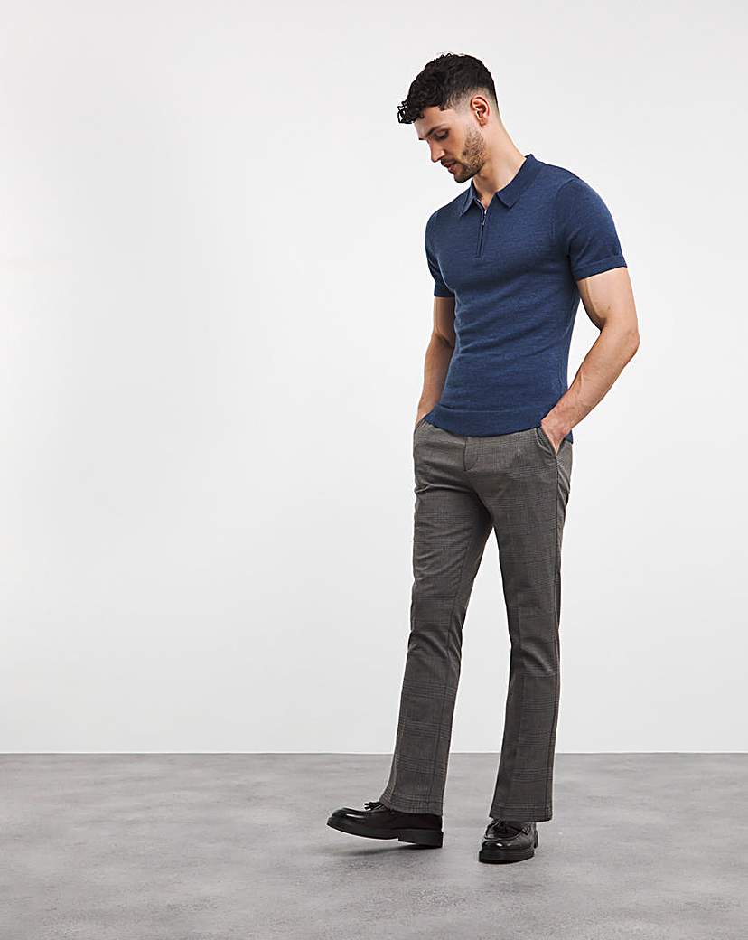 Navy Merino Wool Knitted Polo Slim Fit