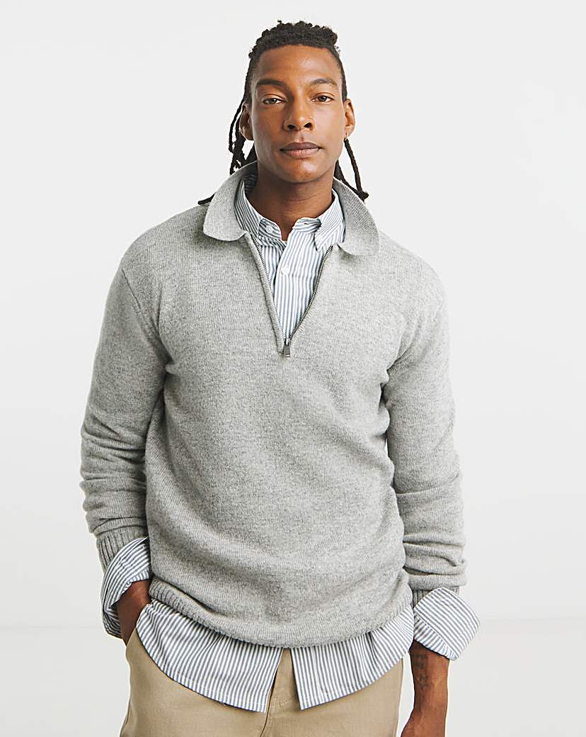 New In - Lambswool Collared 1/4 Zip Jumper