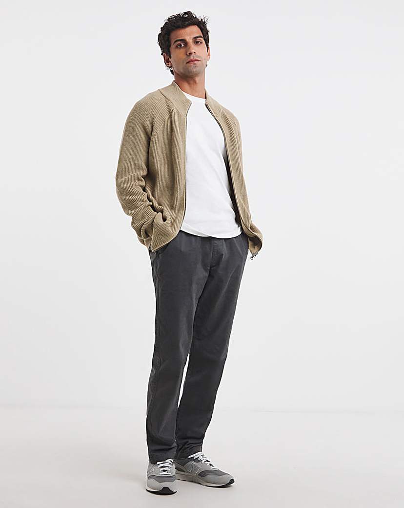 New In - Fisherman Knitted Zip Through Cardigan
