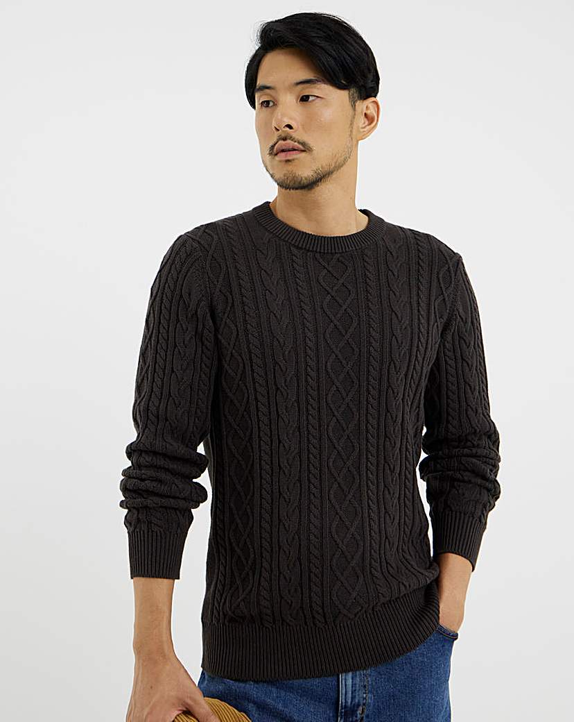 New In - Lightweight Cable Crew Neck Jumper