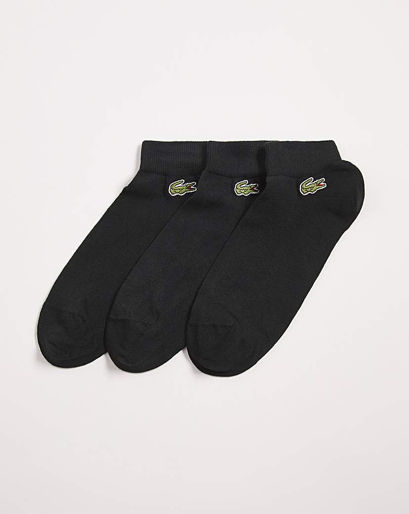 lacoste 3 pack black classic ankle socks