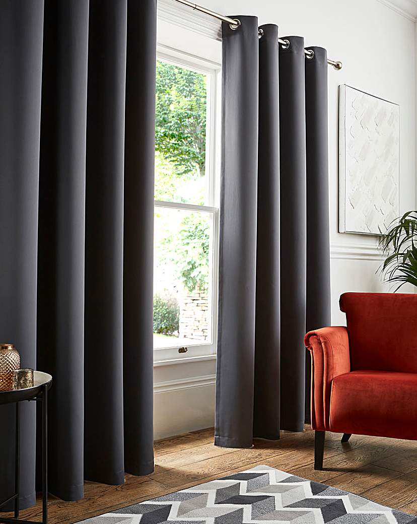 Twilight Woven Eyelet Curtains - Charcoal