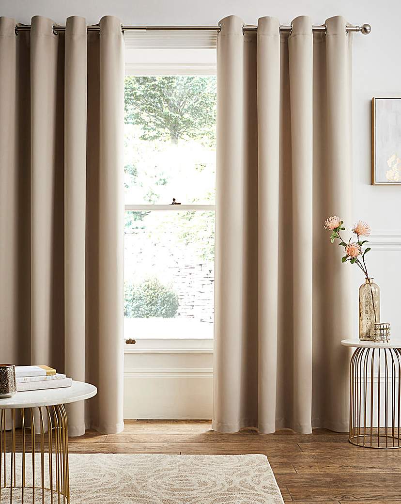 Twilight Woven Eyelet Curtains - Putty