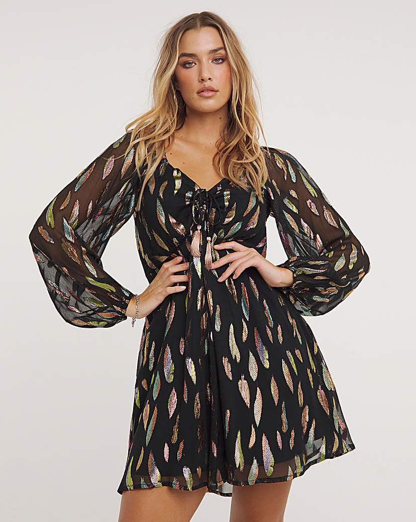 Rainbow Foil Jacquard Skater Dress