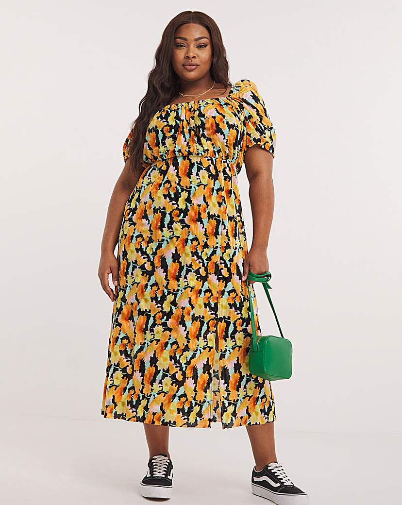 Plisse Midi Dress
