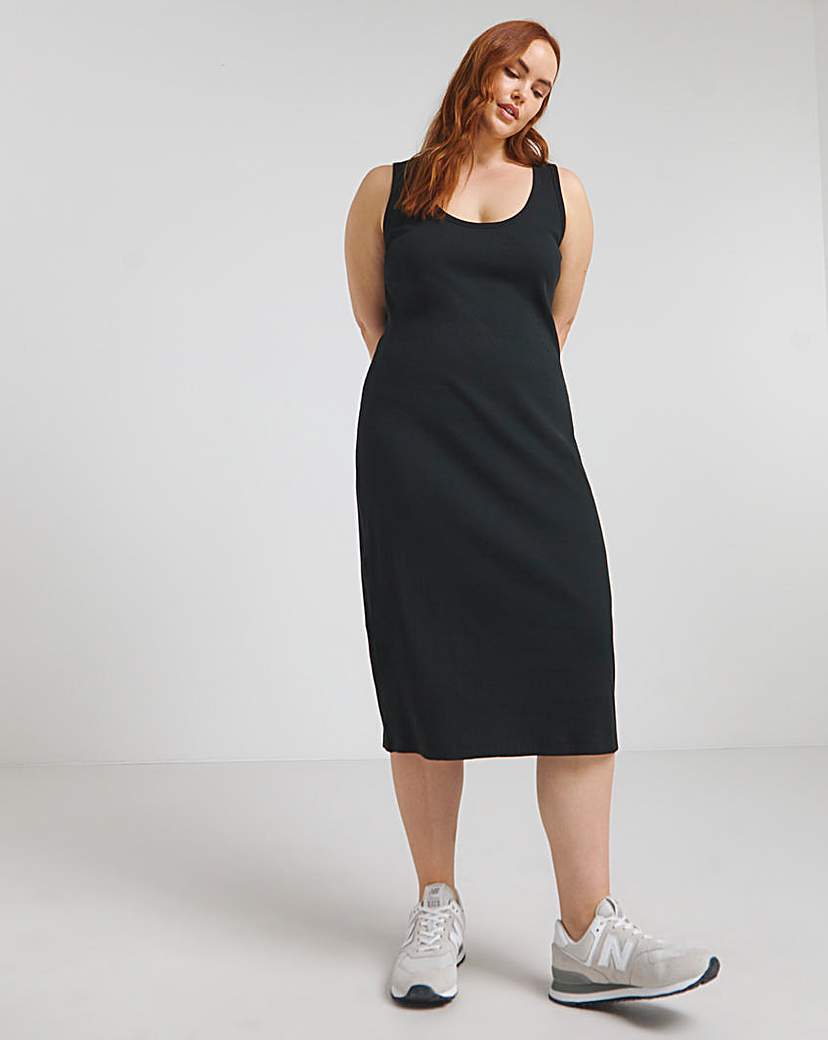 Simply Be - Women's Black Ribbed Midi Dress - Size 10 - Black