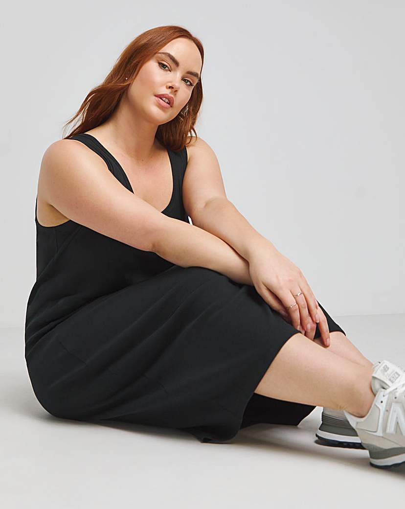 Black Ribbed Midi Dress