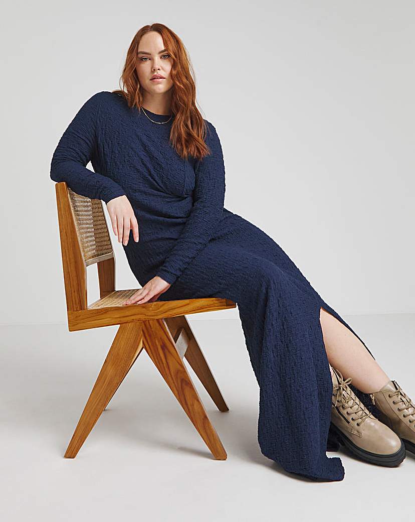 Navy Textured Maxi Dress