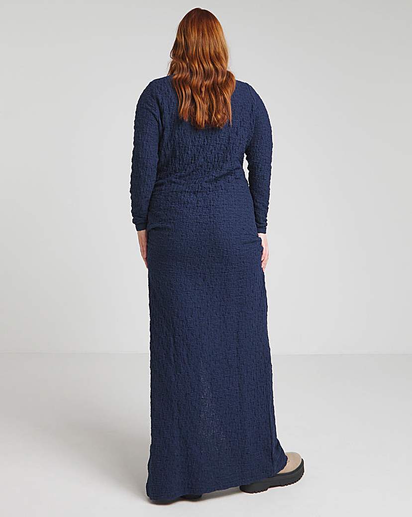 Navy Textured Maxi Dress